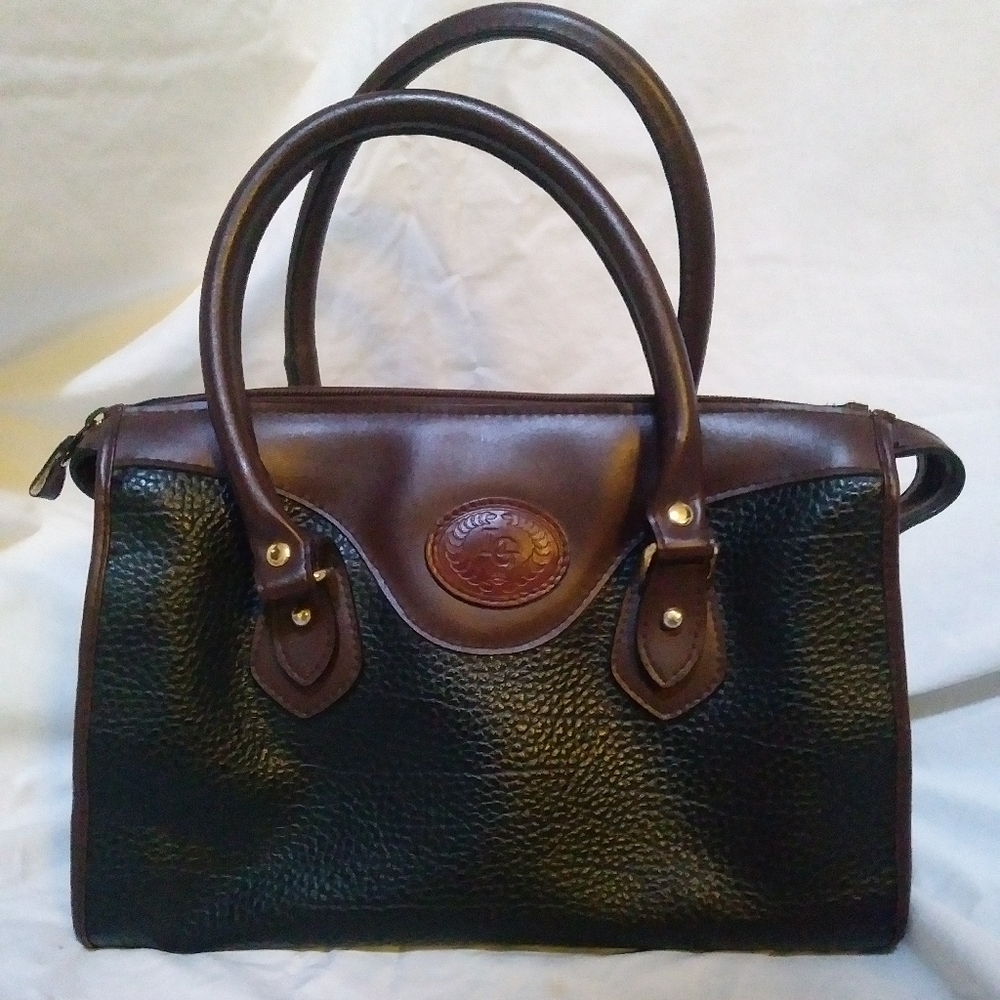 L&G women's genuine leather black & brown bag
